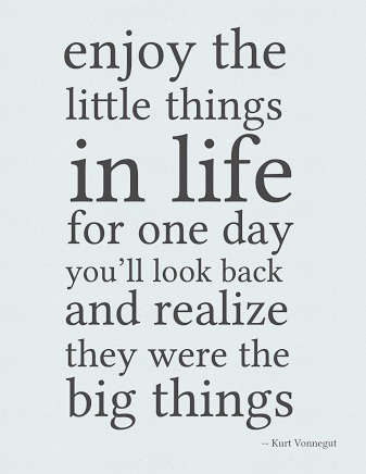 Enjoy the little things in life for one day you'll look back and ...